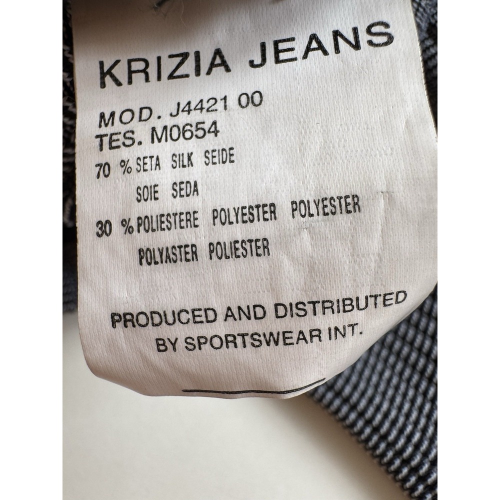 Krizia Maglia Jeans- Silk Blend Knit T Shirt Navy Size 10 US Stretchy - Picture 9 of 16
